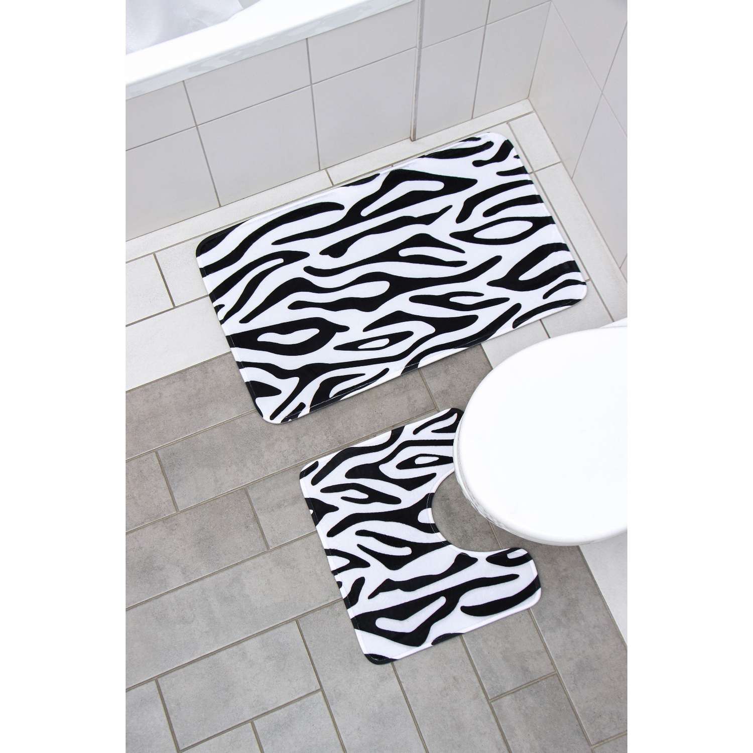 Набор ковриков Доляна для ванной и туалета «Зебра» 2 шт: 40×45 50×80 см - фото 1