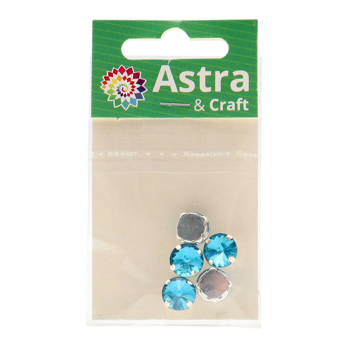 Хрустальные стразы Astra Craft в цапах круглой формы для творчества и рукоделия 10 мм 5 шт голубой - фото 3