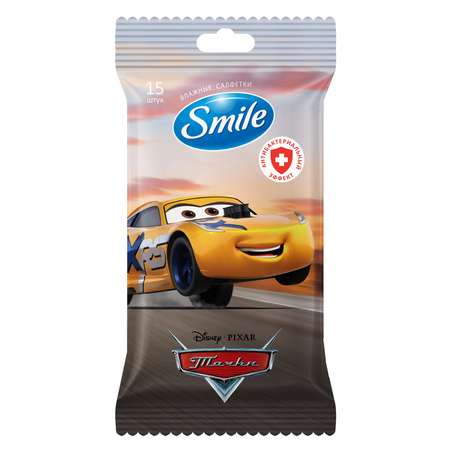 Салфетки Smile Cars антибактериальные 15шт в ассортименте