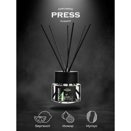 Диффузор №4 Press Gurwitz Perfumerie Ароматизатор для дома с палочками с ароматом Бергамот Инжир Мускус
