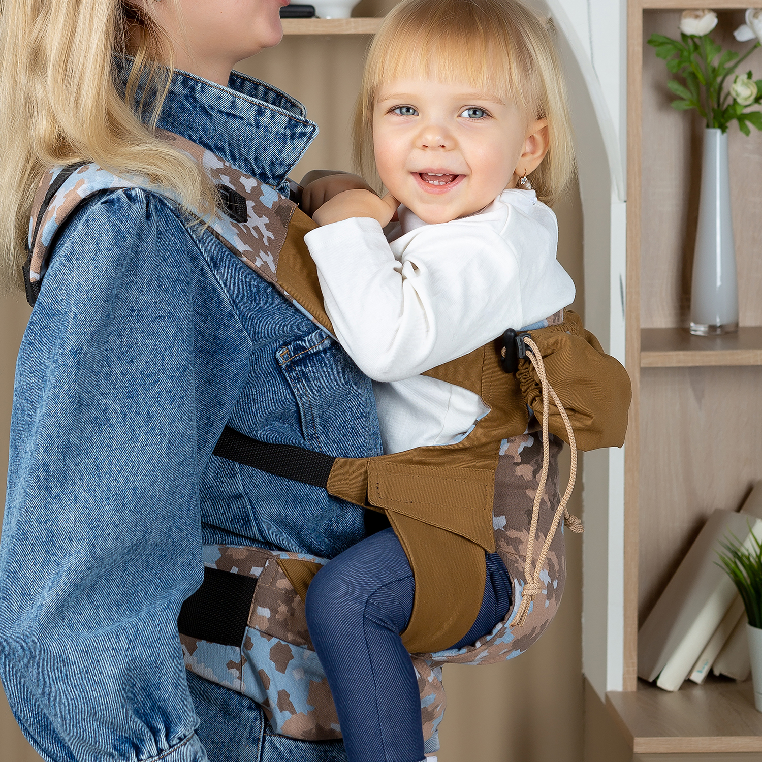 Слинг-рюкзак Чудо-чадо переноска для детей Бебимобиль Позитив камуфляж/коричневый - фото 4