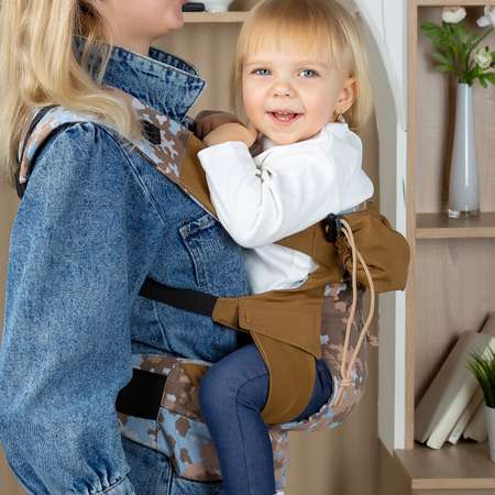 Слинг-рюкзак Чудо-чадо переноска для детей Бебимобиль Позитив камуфляж/коричневый