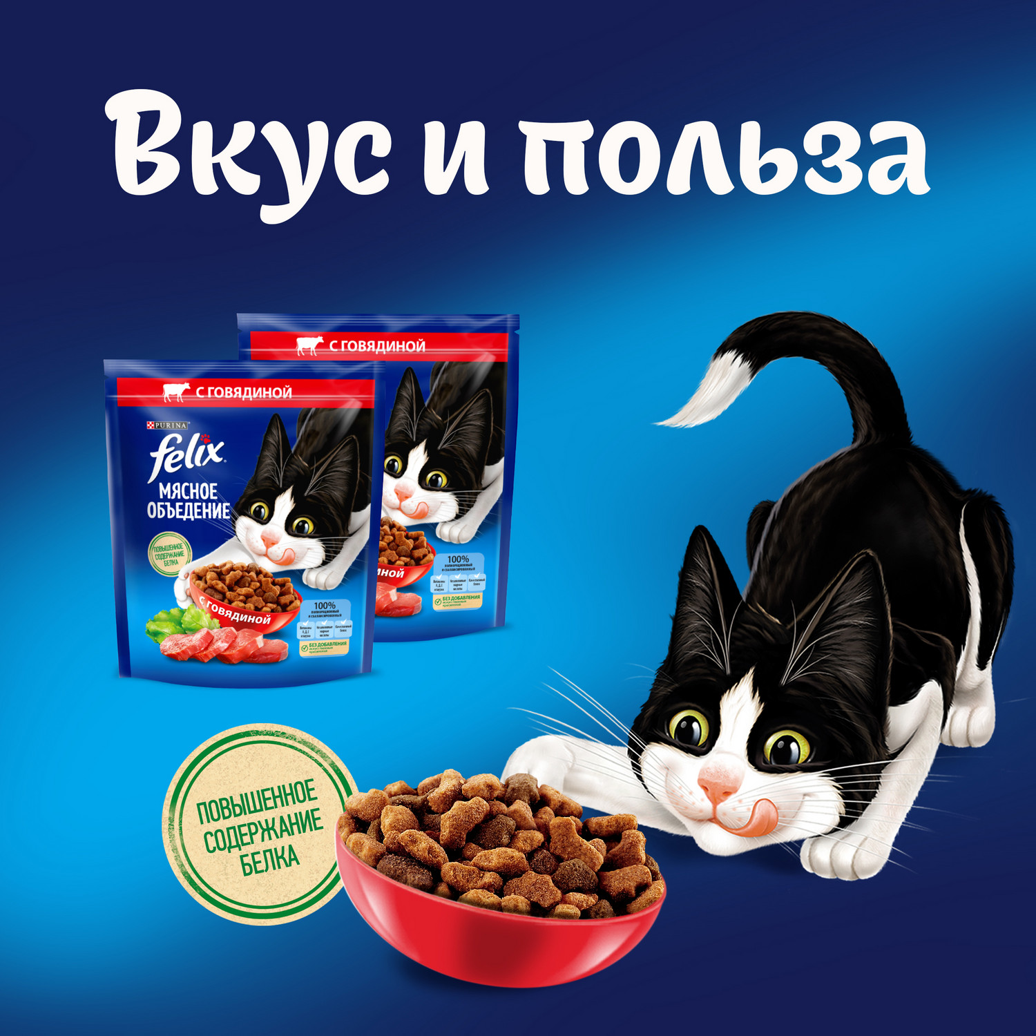 Корм для кошек Felix Мясное объедение сухой с говядиной 600г - фото 5