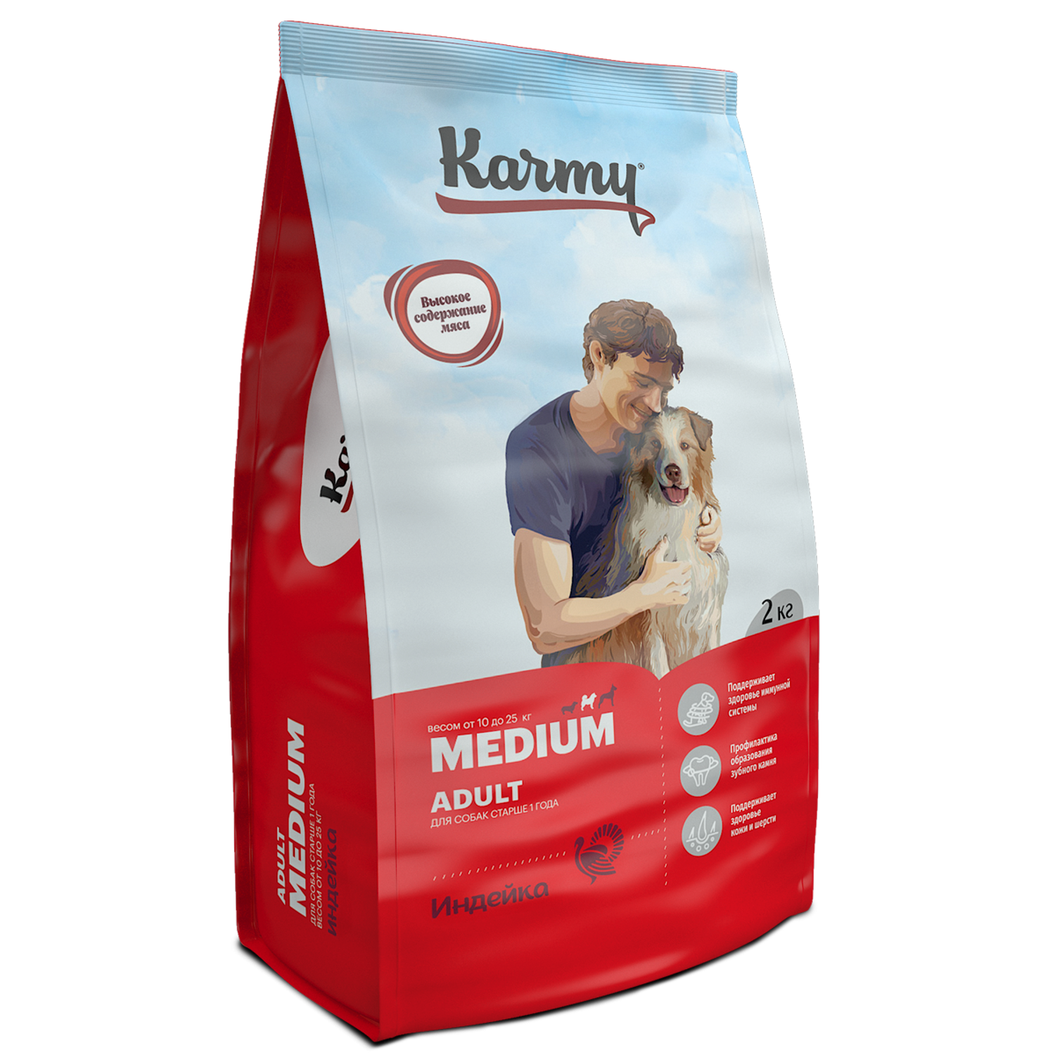 Корм для собак Karmy 2кг Medium Adult для средних пород индейка - фото 1