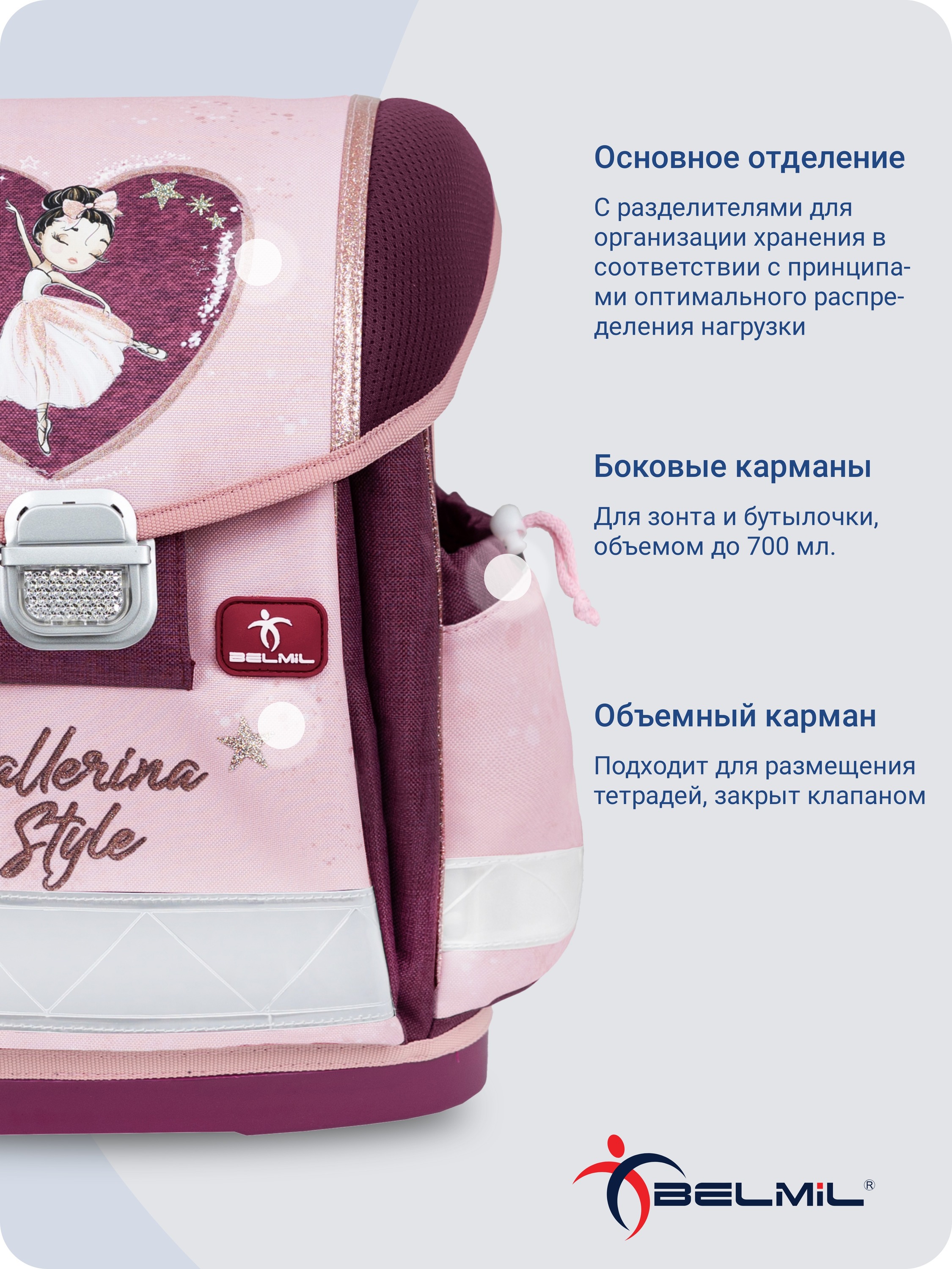 Школьный ранец BELMIL Classy BALLERINA серия 403-13-32 - фото 6