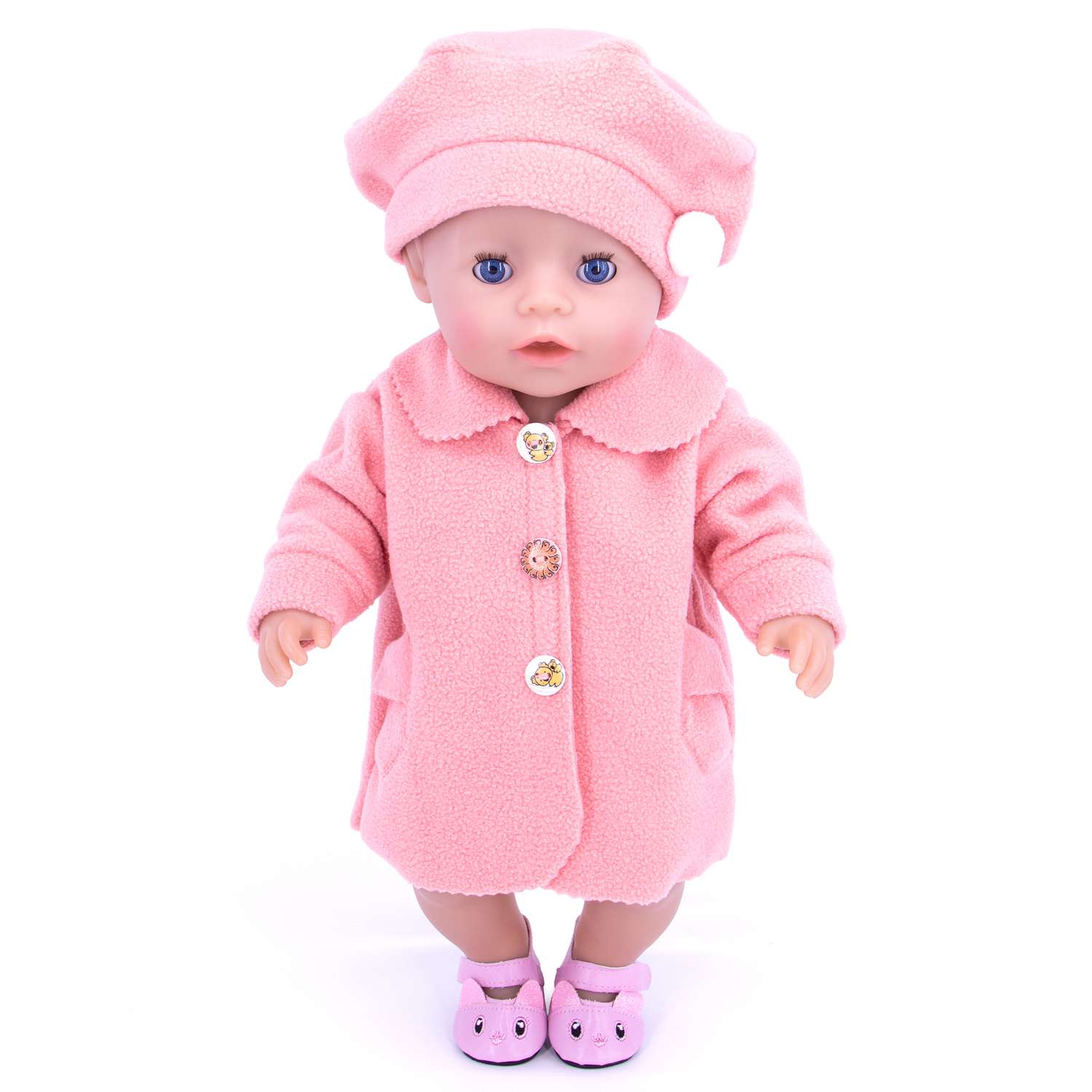 Комплект одежды Модница Пальто с беретом для пупса 43-48 см персиковый 6119персиковый - фото 5
