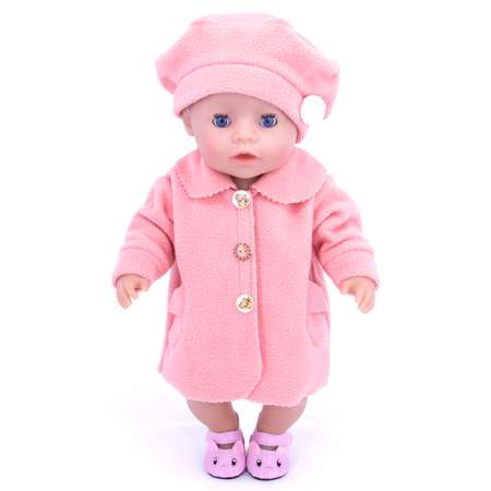 Комплект одежды Модница Пальто с беретом для пупса 43-48 см персиковый