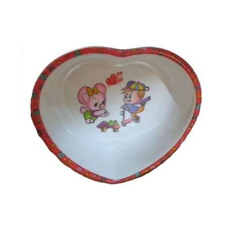 Детская глубокая тарелка Ripoma В форме сердечка красная
