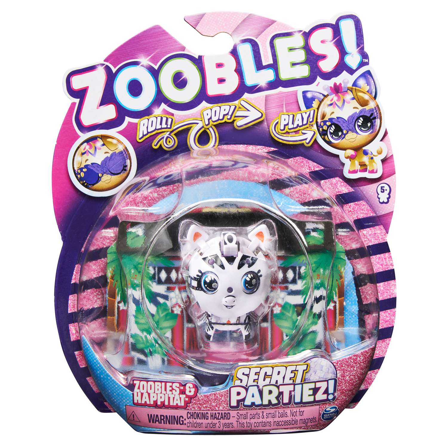 Набор ZOOBLES Зверек трансформирующийся Секретная вечеринка Zebra 6061944/20137622 - фото 1