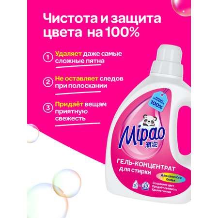 Гель для стирки цветного белья Mipao 2 литра (40 стирок) гель-концентрат