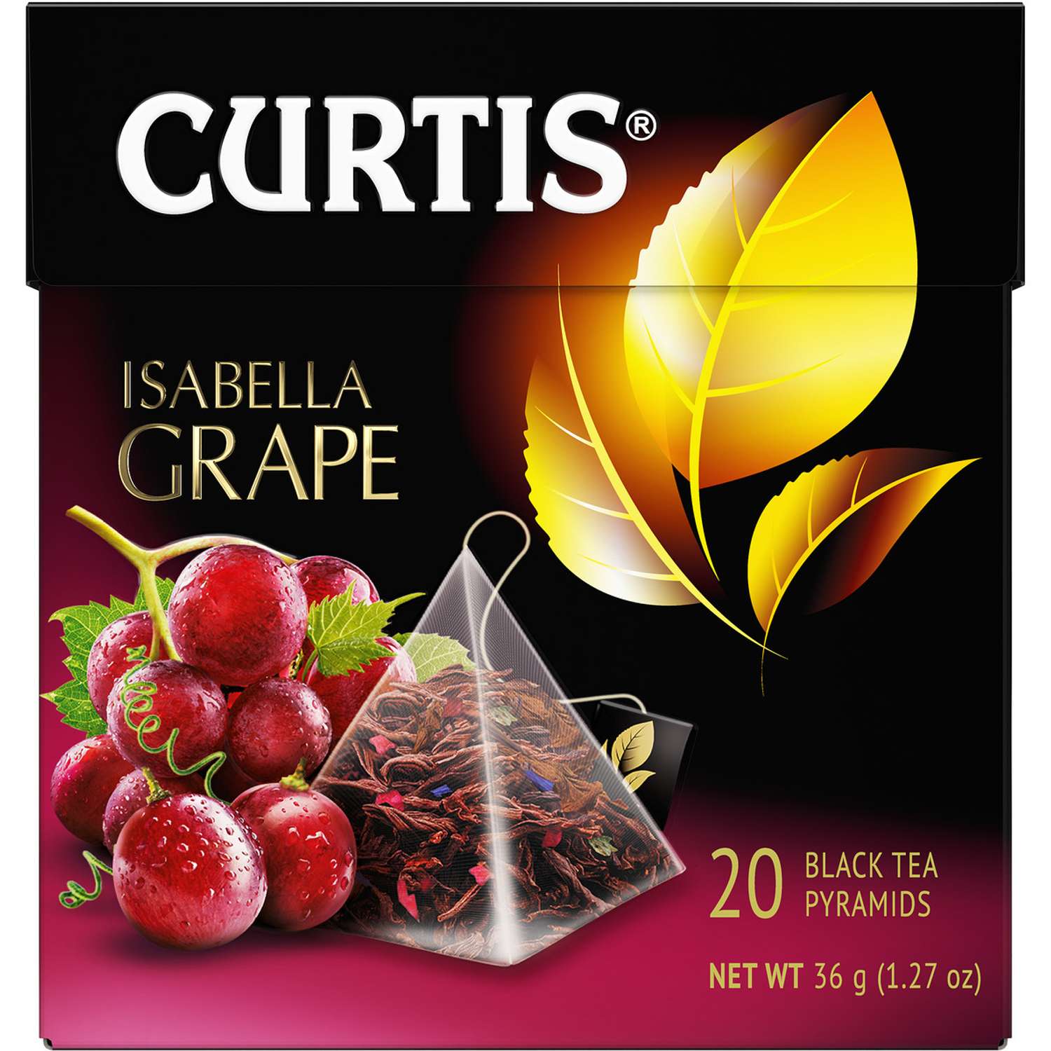 Чай черный Curtis Isabella Grape 20 пирамидок с кусочками красного винограда и лепестками цветов - фото 1