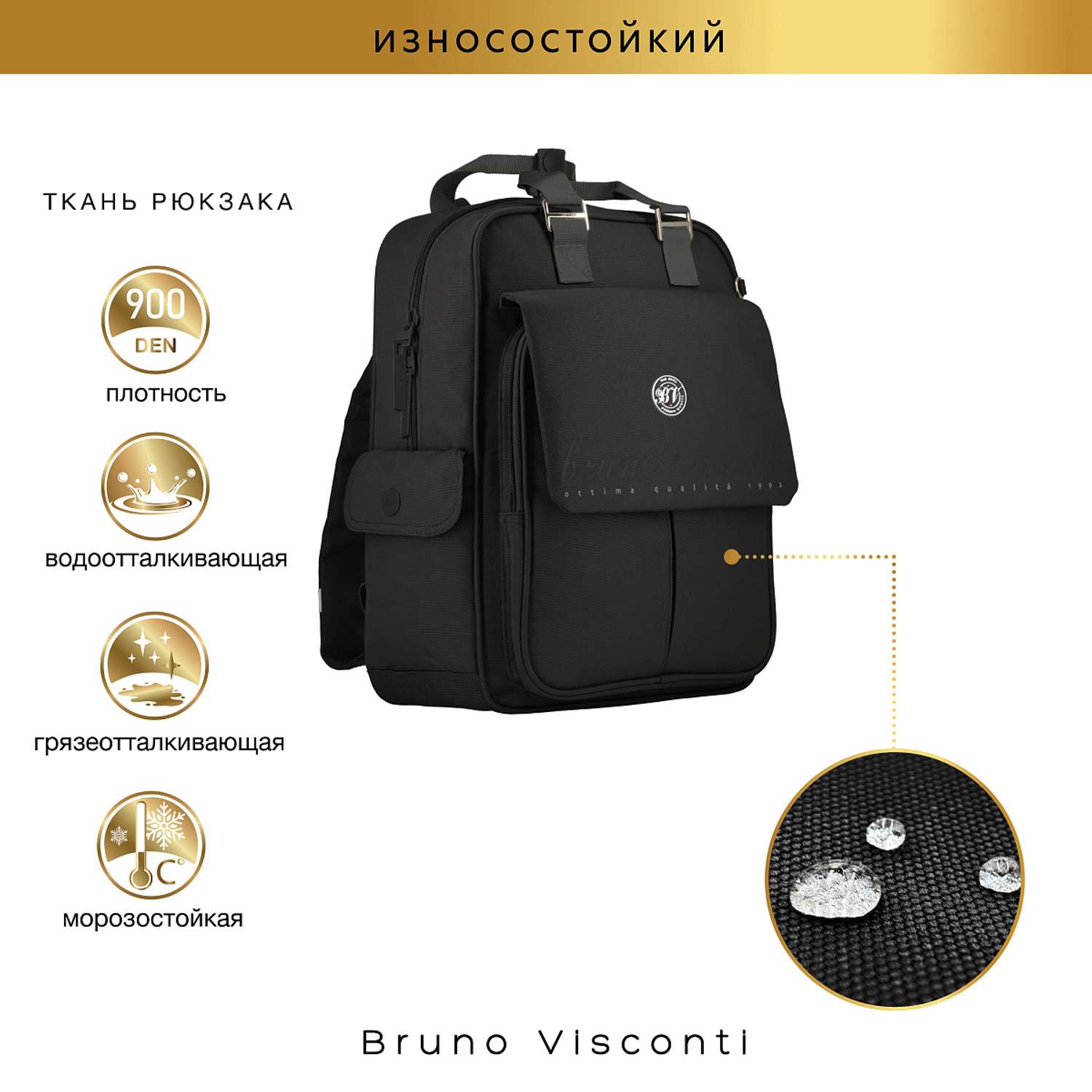 Сумка-рюкзак Bruno Visconti черный - фото 7