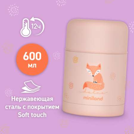 Термос Miniland для еды и жидкостей Thermy Dolce 600 мл розовый/лисенок