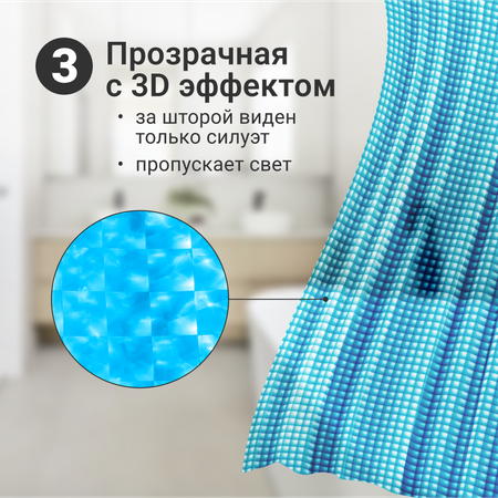 Штора для ванной комнаты ZDK Homium Bath Neo цвет голубой размер 180*180 см