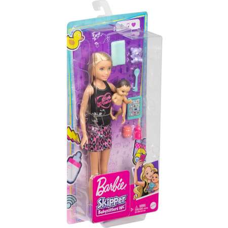 Набор Barbie Няня кукла Блондинка +аксессуары GRP13