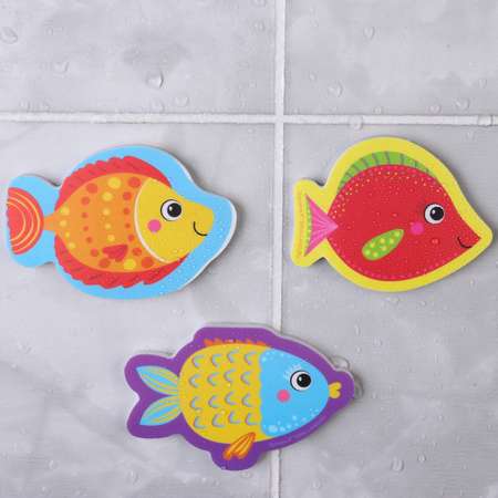Набор для игры в ванне Крошка Я «Рыбалка: Поймай рыбку» сачок 3 мягких стикера