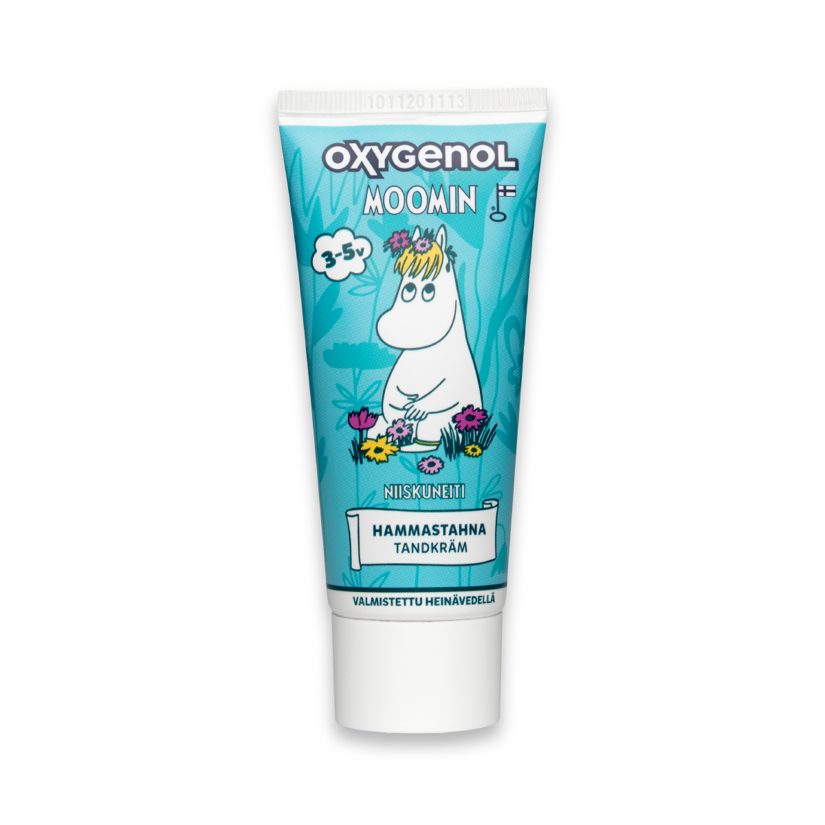 Паста зубная Oxygenol Moomin 3-5 лет с фтором и ксилитолом клубничный вкус голубой 50 мл - фото 1