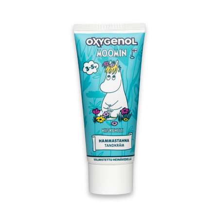 Паста зубная Oxygenol Moomin 3-5 лет с фтором и ксилитолом клубничный вкус голубой 50 мл