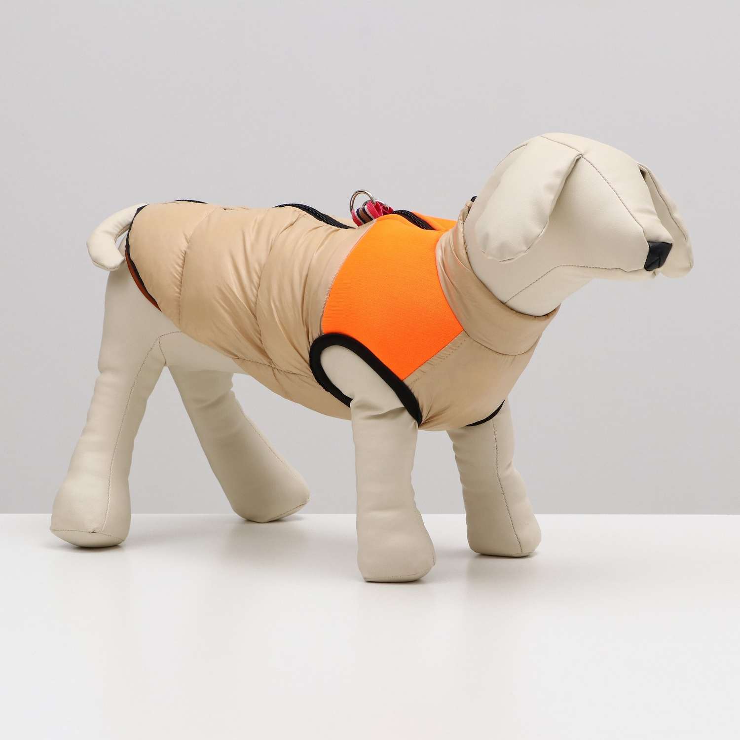 Куртка для собак Sima-Land размер 14 бежевая с оранжевым - фото 1