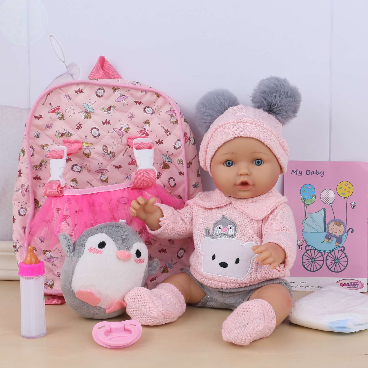 Кукла Пупс QA BABY Даша Реборн набор игрушки для ванны для девочек с рюкзаком 35 см 3506 - фото 7
