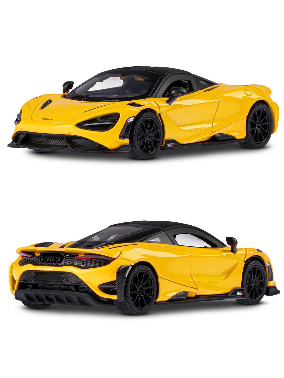 Автомобиль АВТОпанорама McLaren 1:32 инерционный желтый JB1251597 - фото 6