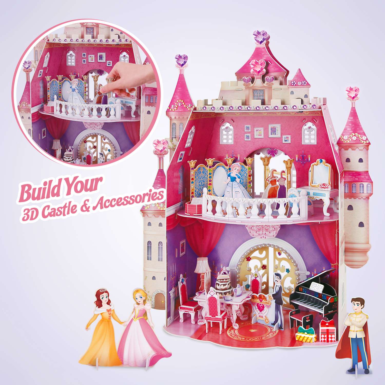 Пазл 3D CubicFun Замок принцессы 95 деталей - фото 5
