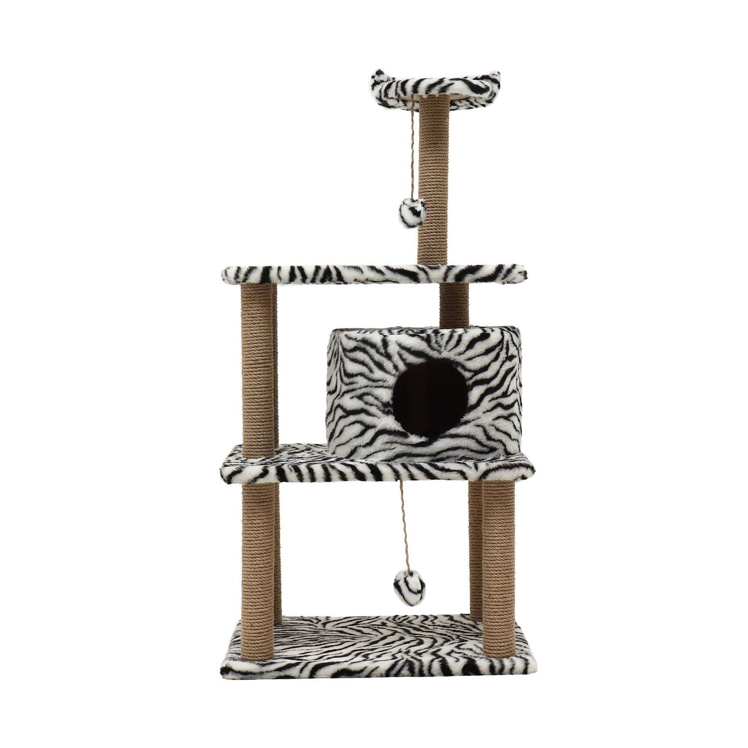 Домик-когтеточка Пижон для кошек «Круглый с игрушками» 65х50х130 см - фото 2