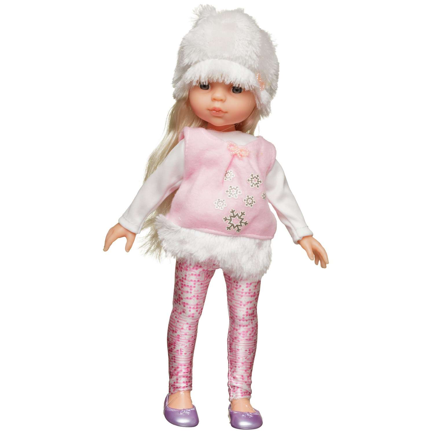 Кукла ABTOYS Времена года 30 см в белой кофте нежно розовом сарафане с меховой оборкой и белой шапке PT-01861 - фото 4