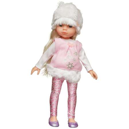 Кукла ABTOYS Времена года 30 см в белой кофте нежно розовом сарафане с меховой оборкой и белой шапке