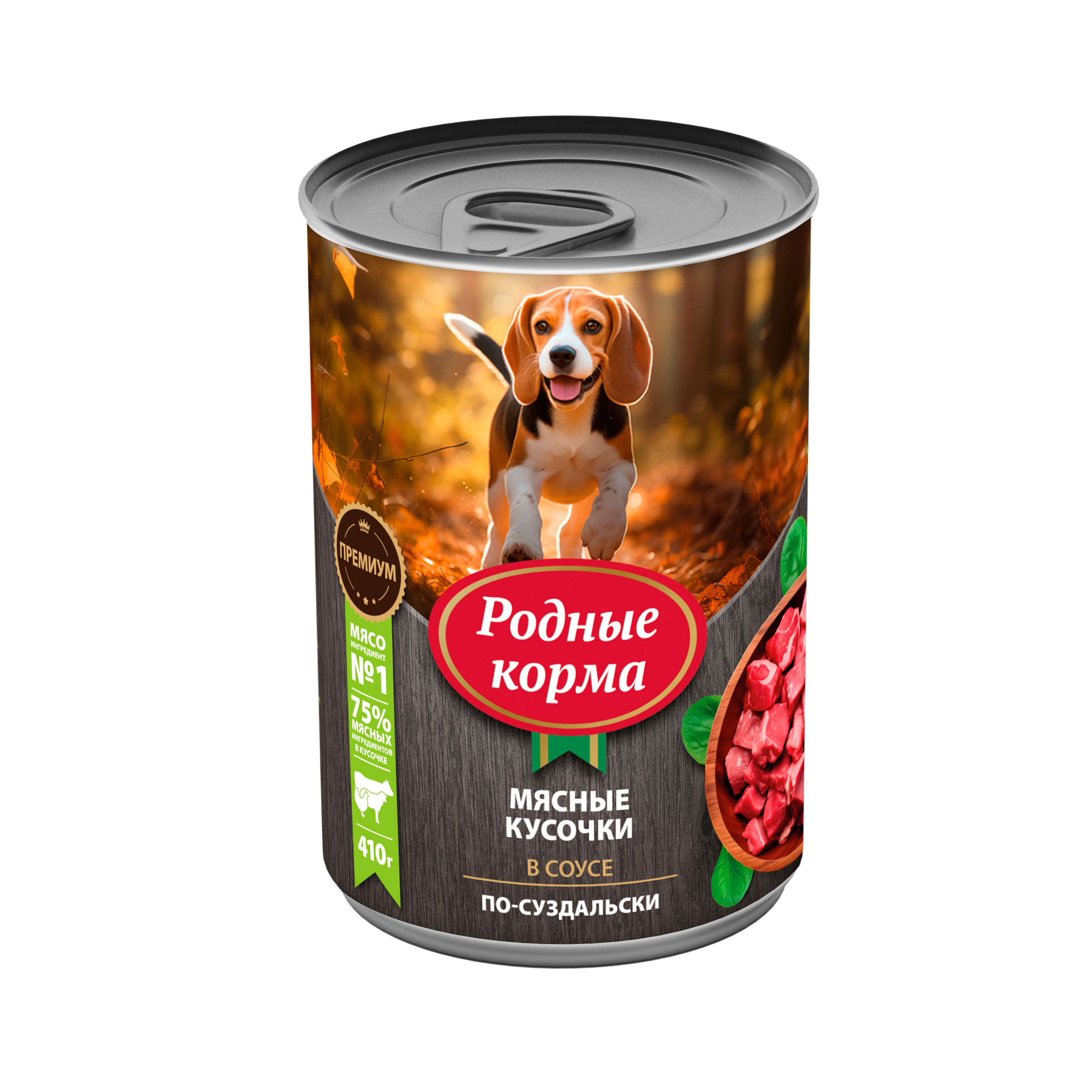 Влажный корм для собак Родные корма 0.41 кг мясо (для домашних, полнорационный) - фото 1