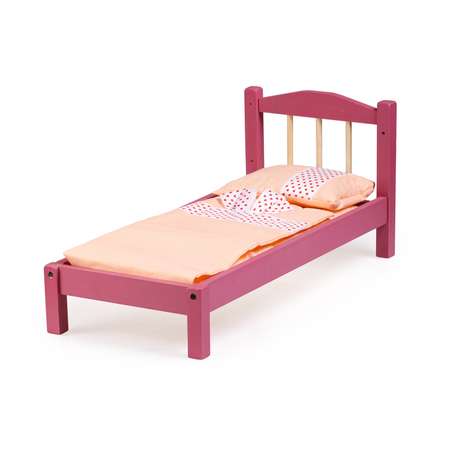 Кроватка для кукол Тутси с одной спинкой розовая деревянная