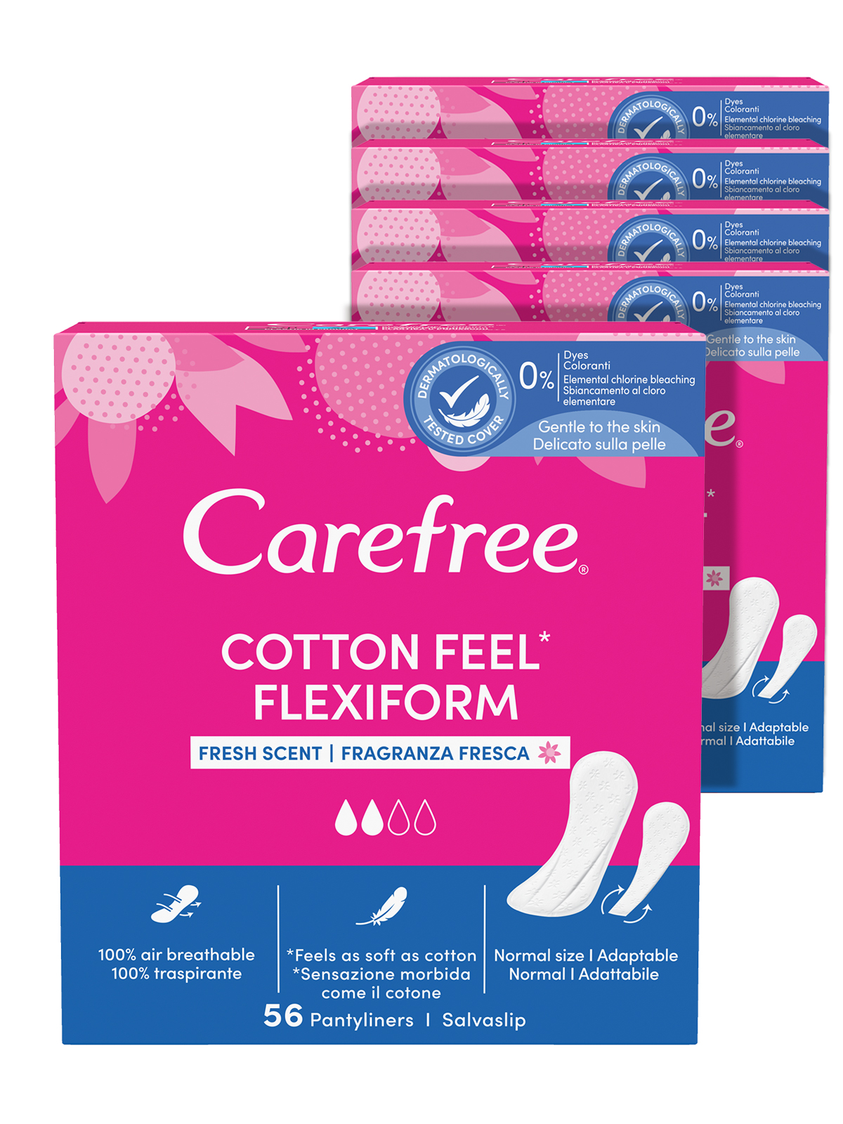 Прокладки гигиенические Carefree Cotton Feel FlexiForm с насыщенным ароматом свежести 56 шт х 5 упаковок - фото 2