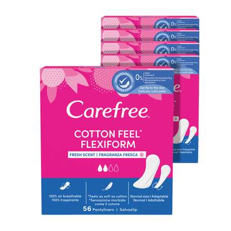Прокладки гигиенические Carefree Cotton Feel FlexiForm с насыщенным ароматом свежести 56 шт х 5 упаковок