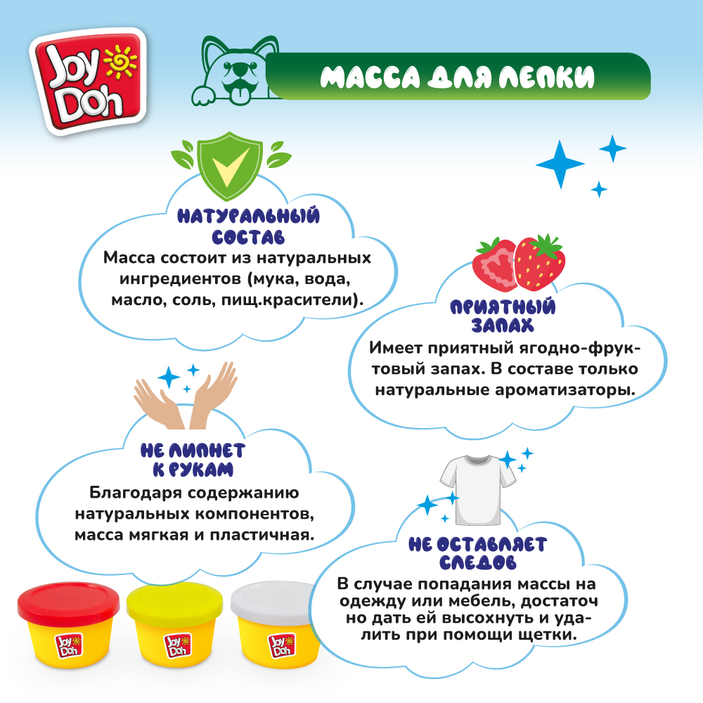 Набор для лепки Joy-Doh Любимые питомцы 3*50г PETS-150 pot - фото 8