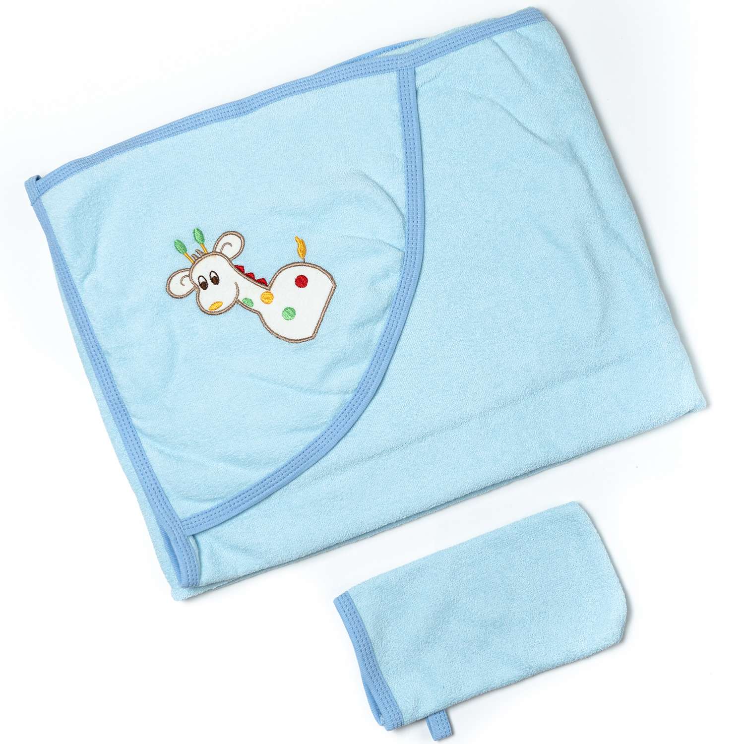 Пеленка (полотенце) ALARYSPEOPLE Для купания с уголком + рукавичка в подарок - фото 1