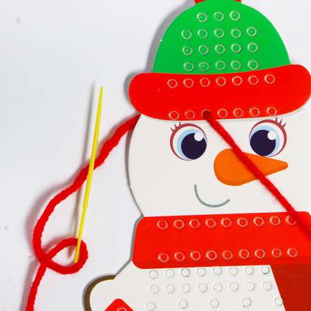 Набор для творчества Школа Талантов вышивка пряжей Снеговик на картоне Школа Талантов