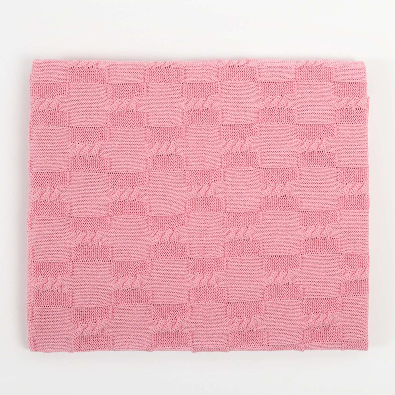 Плед-покрывало детский вязаный WARM WHIFF D-12 розовый на выписку в коляску в кроватку на лето 90x110 - фото 1