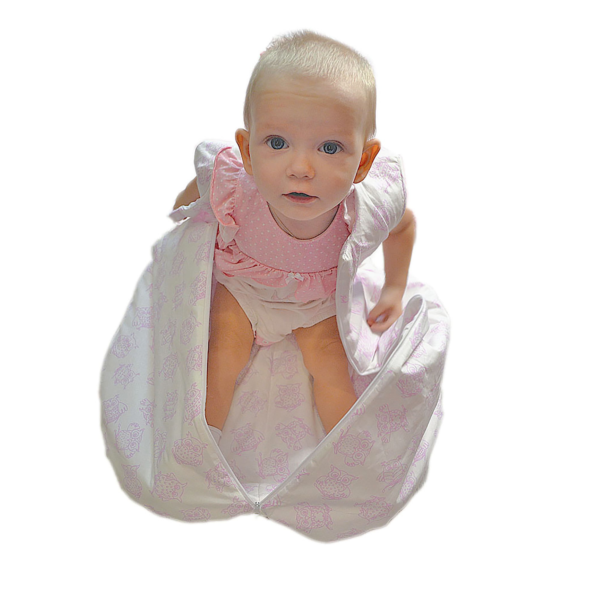 Одеяло-спальный мешок розовый Засыпашки Утепленный Совы 80 см хлопок 100% - фото 5