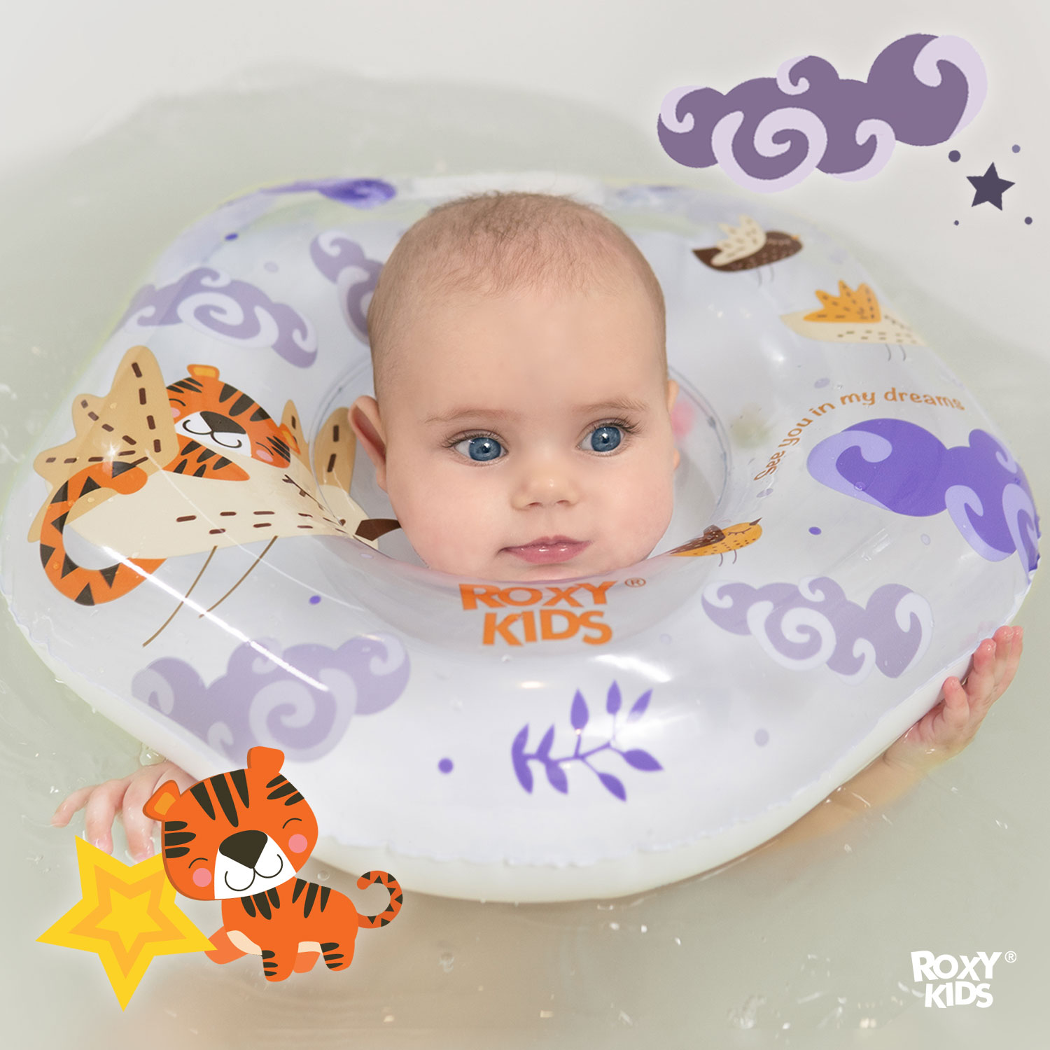 Круг для купания ROXY-KIDS надувной на шею для малышей Tiger Bird - фото 6