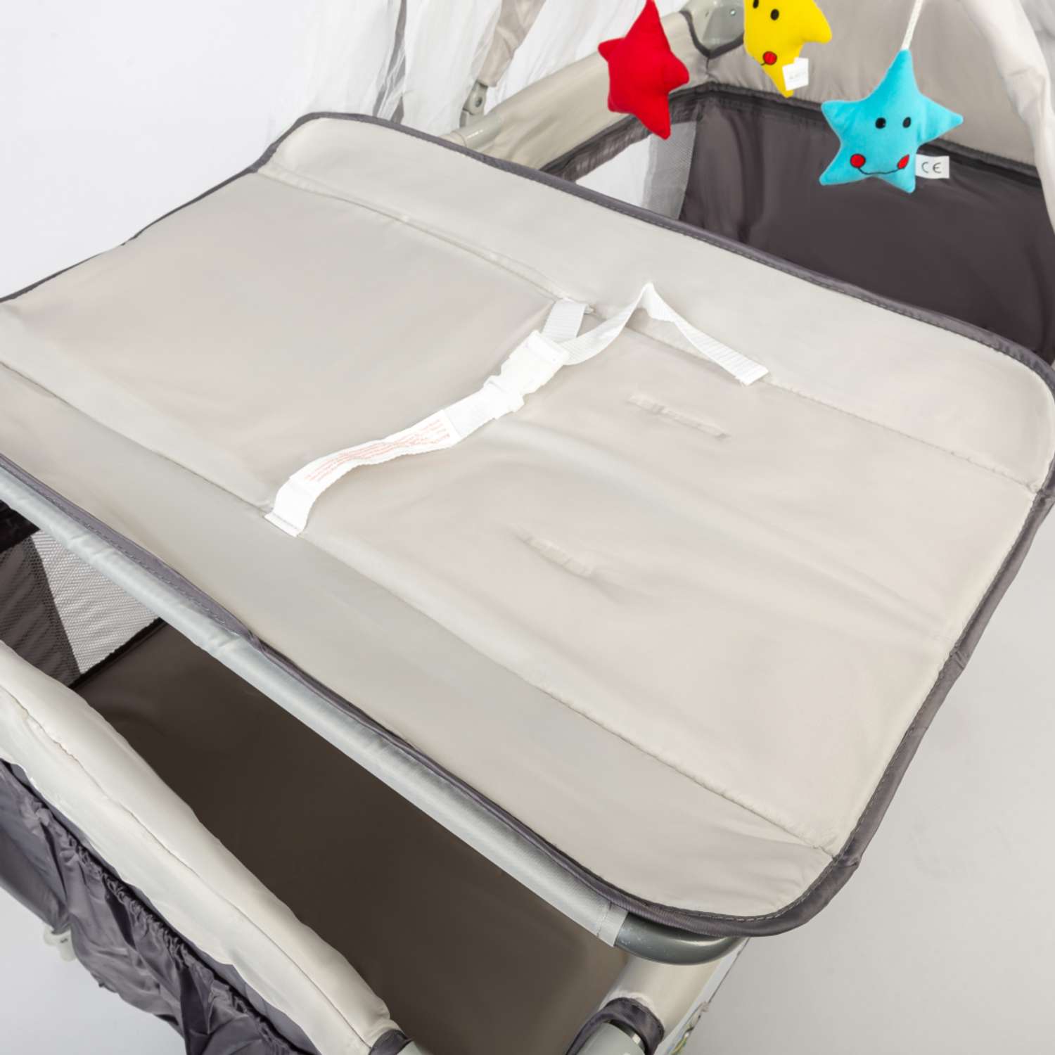 Складной детский манеж-кровать Solmax с мягким матрасом на колесиках серый HW00932 HW00932 - фото 12