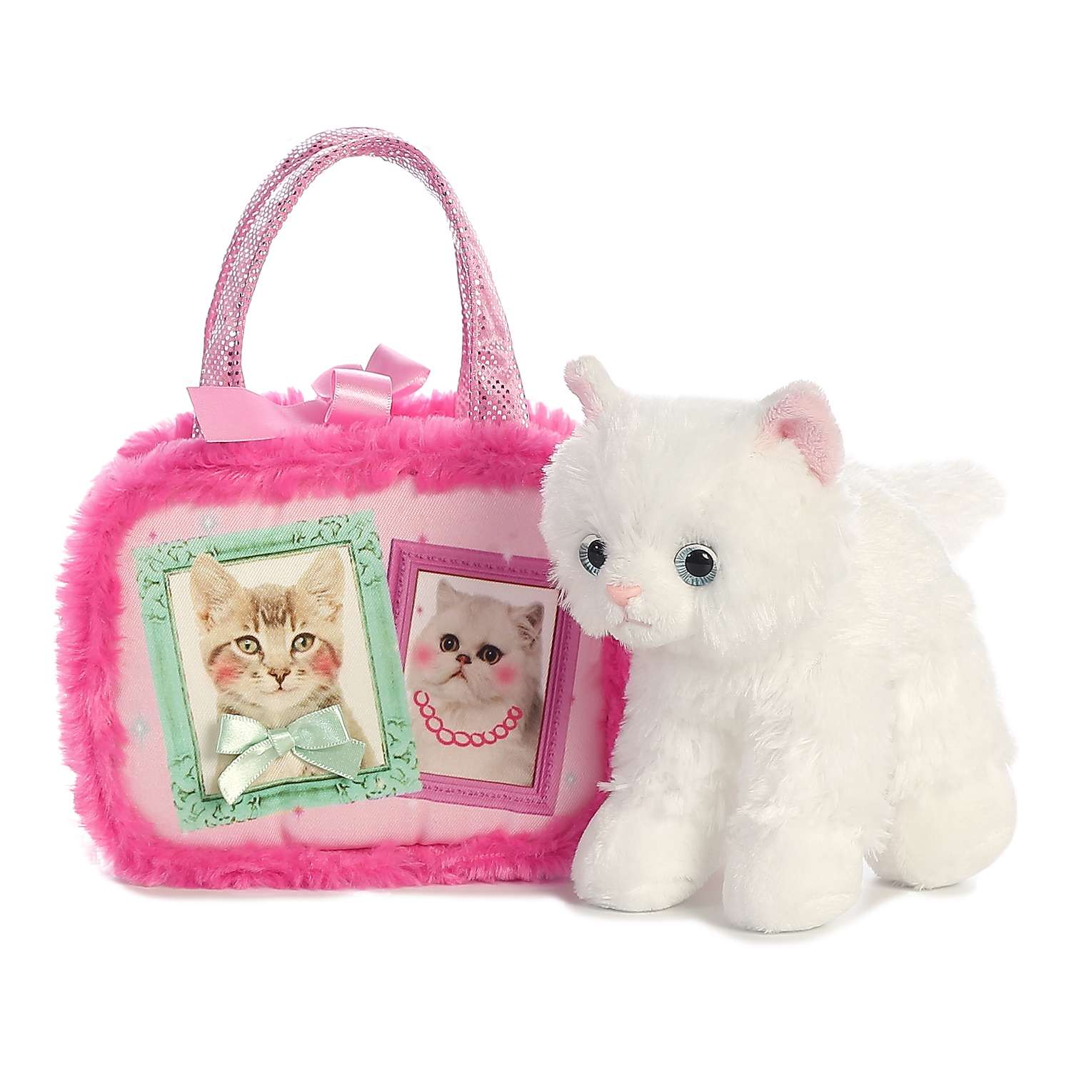 Мягкая игрушка Aurora Белая кошка в сумке-переноске - фото 3