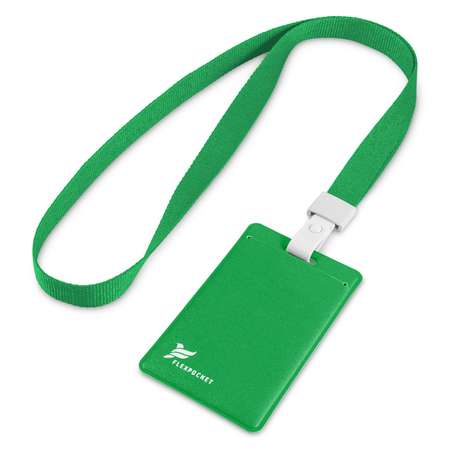 Бейдж-чехол Flexpocket с лентой зеленый