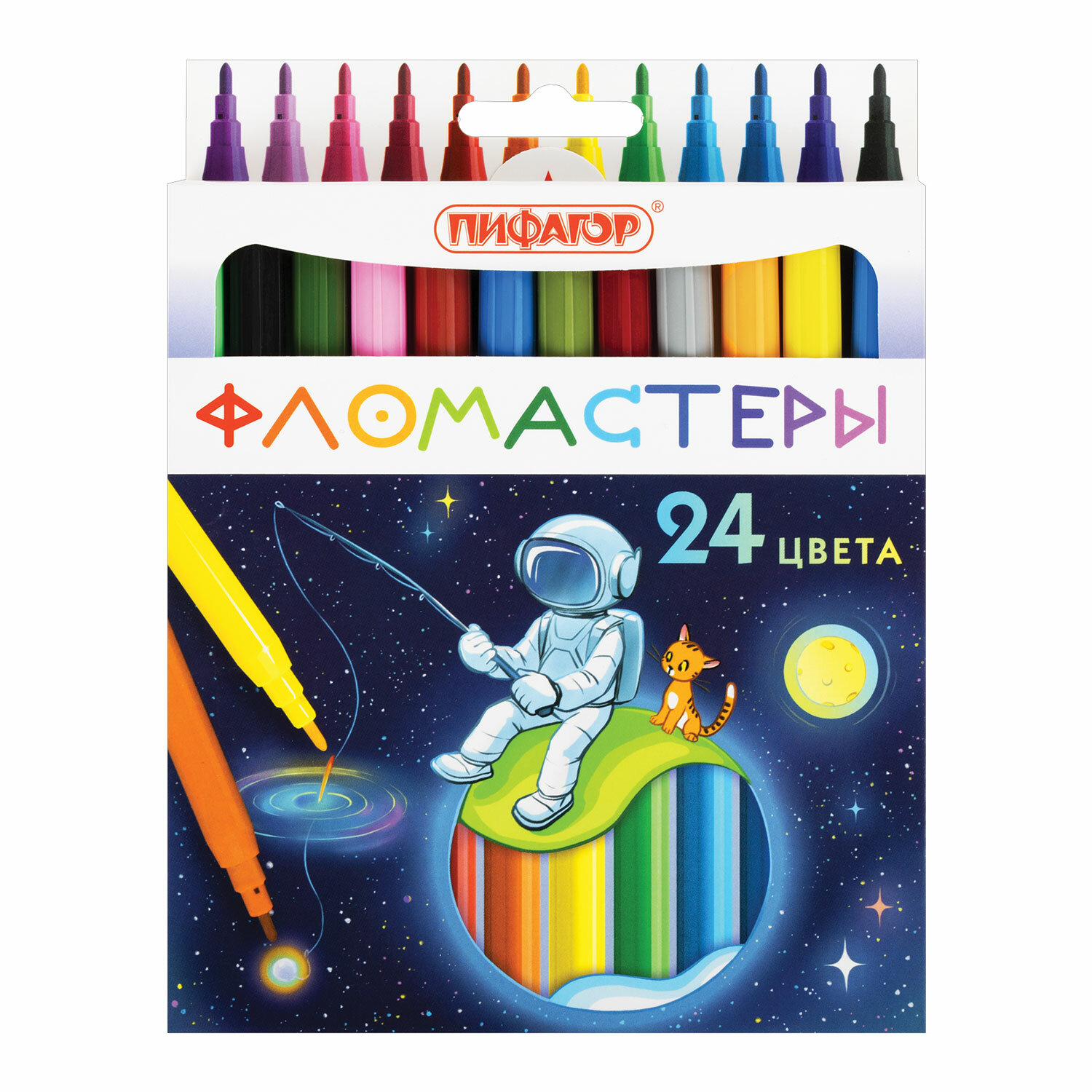 Фломастеры Пифагор для рисования для детей набор 24 цвета - фото 2