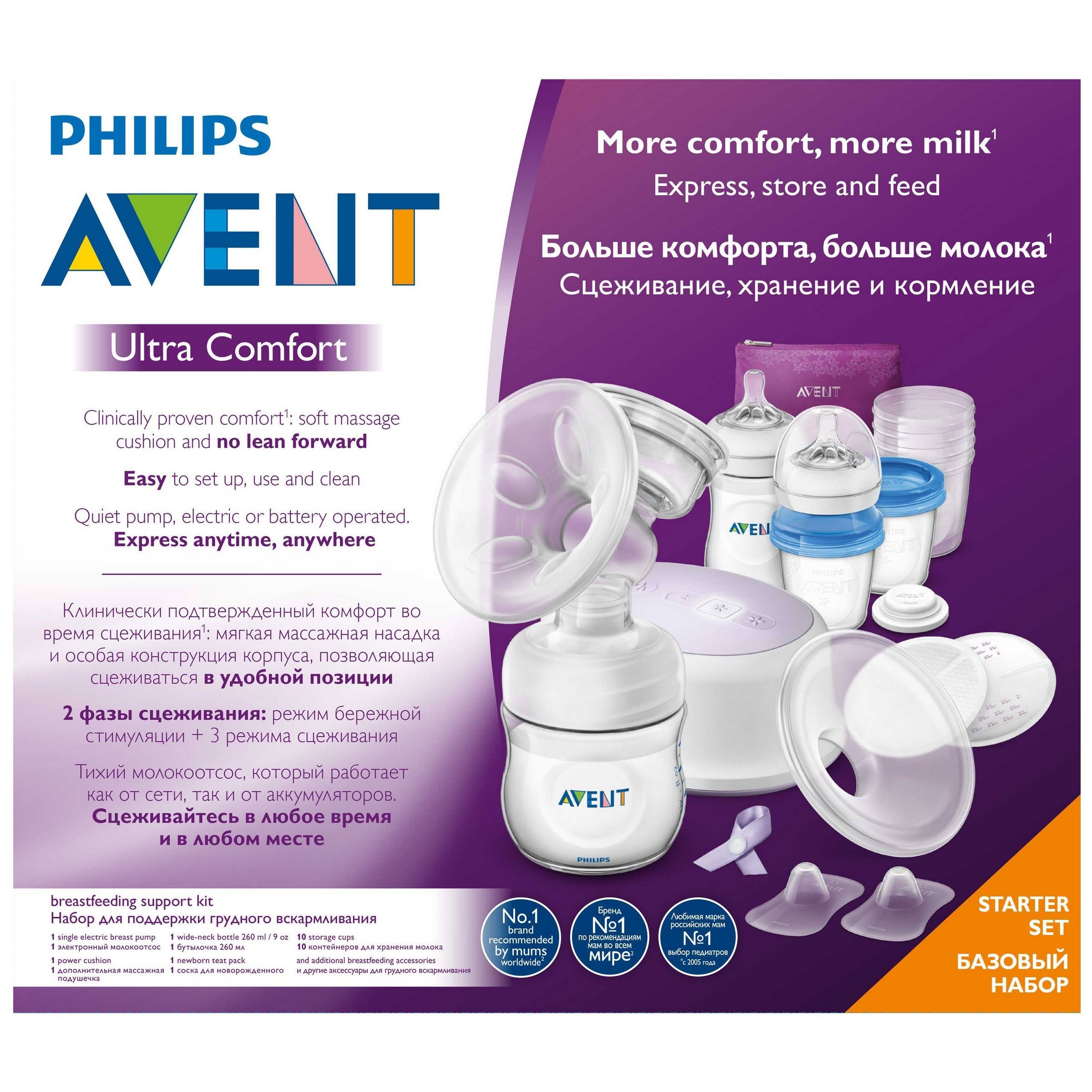 Набор для грудного вскармливания Philips Avent Ultra Comfort с электронным молокоотсосом SCF332/35 - фото 2