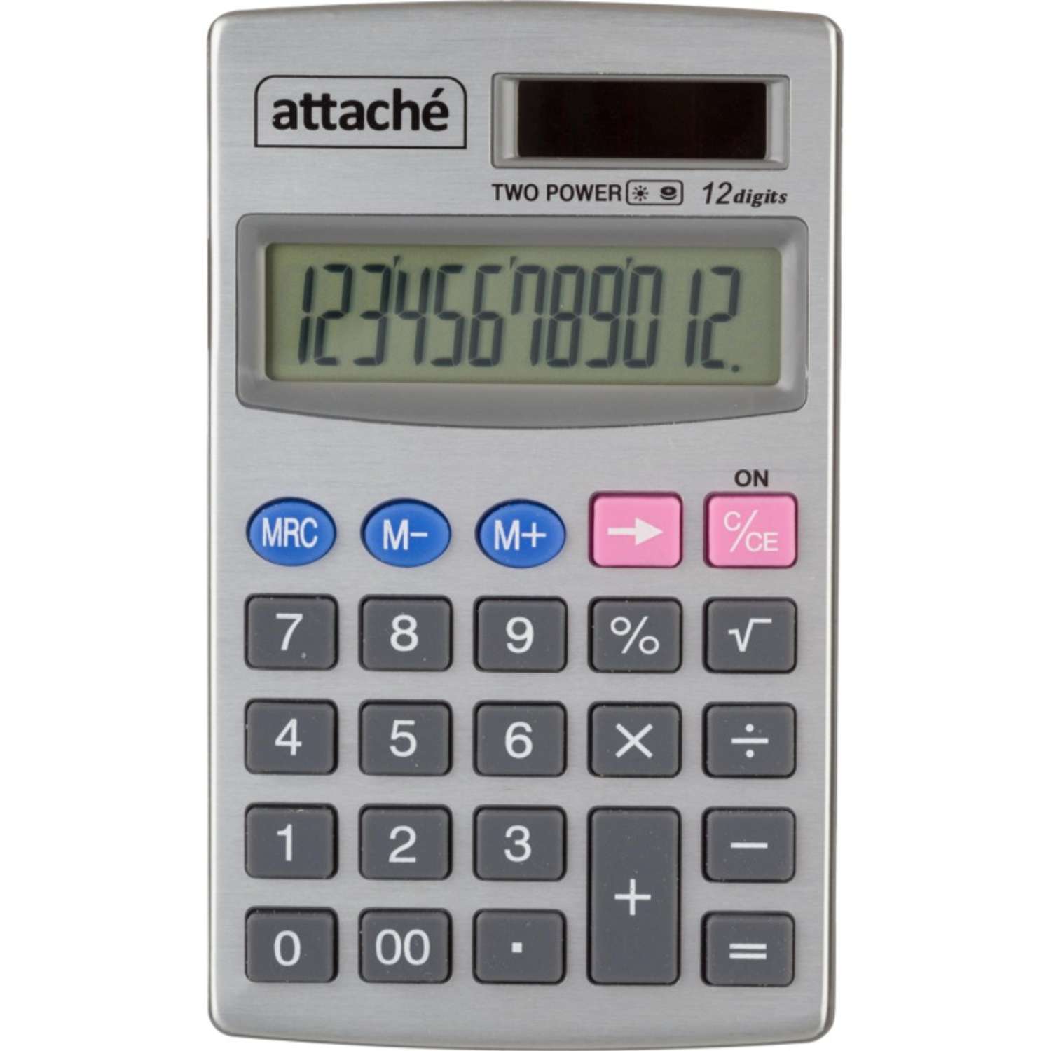 Калькулятор Attache карманный 12ти разрядный серебристый 2 шт - фото 1