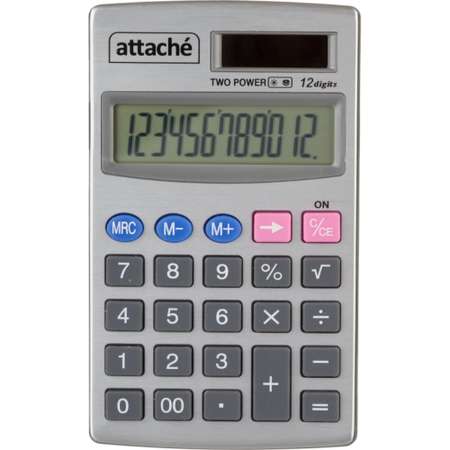 Калькулятор Attache карманный 12ти разрядный серебристый 2 шт