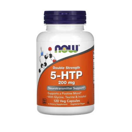 Аминокислота 5 HTP Now 5 гидрокситриптофан 200мг 120 капсул для похудения настроения сна