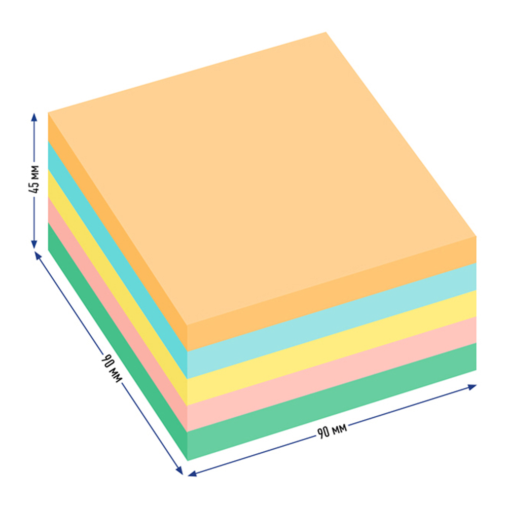 Блок для записи BERLINGO Standard 9х9х45 см в пластиковом боксе цветной - фото 2