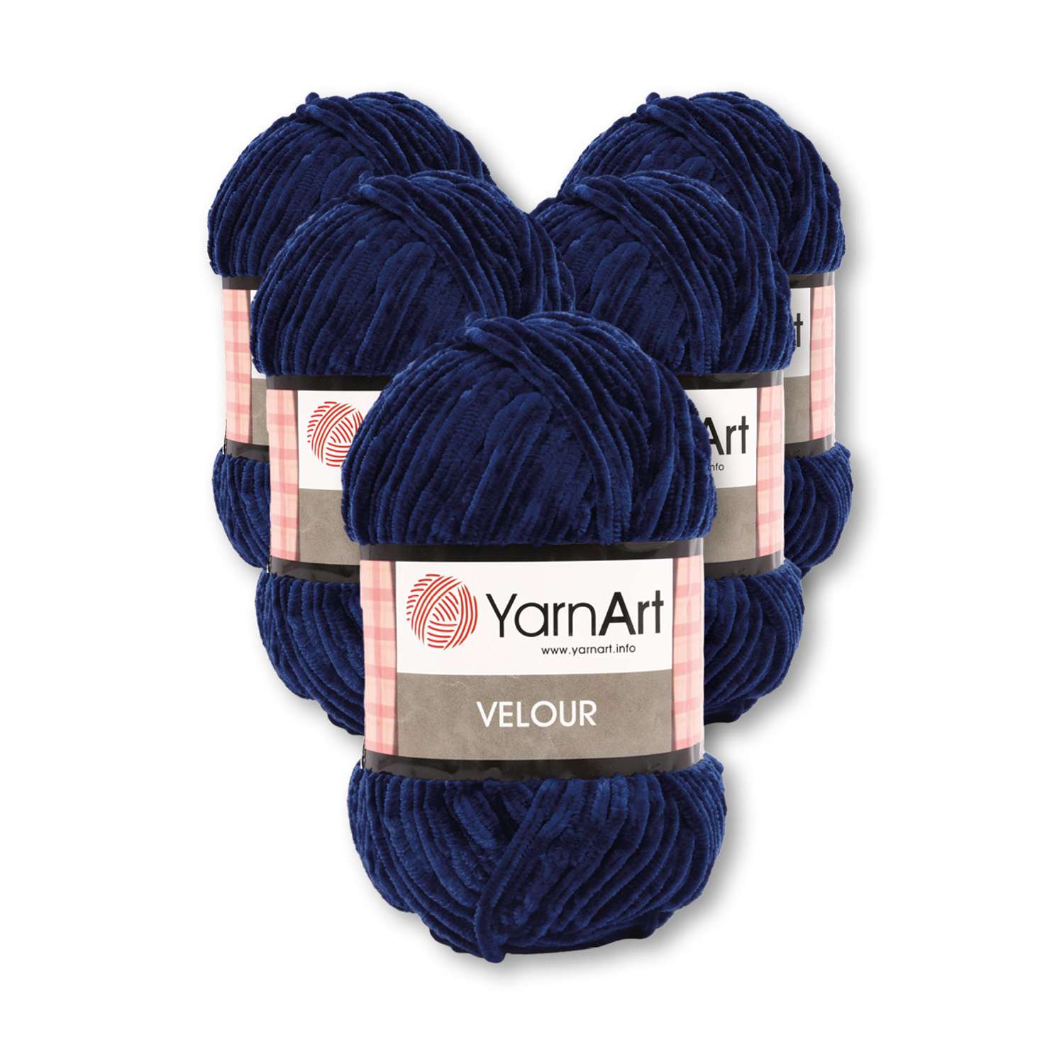 Пряжа для вязания YarnArt Velour 100 г 170 м микрополиэстер мягкая велюровая 5 мотков 848 темно-синий - фото 3