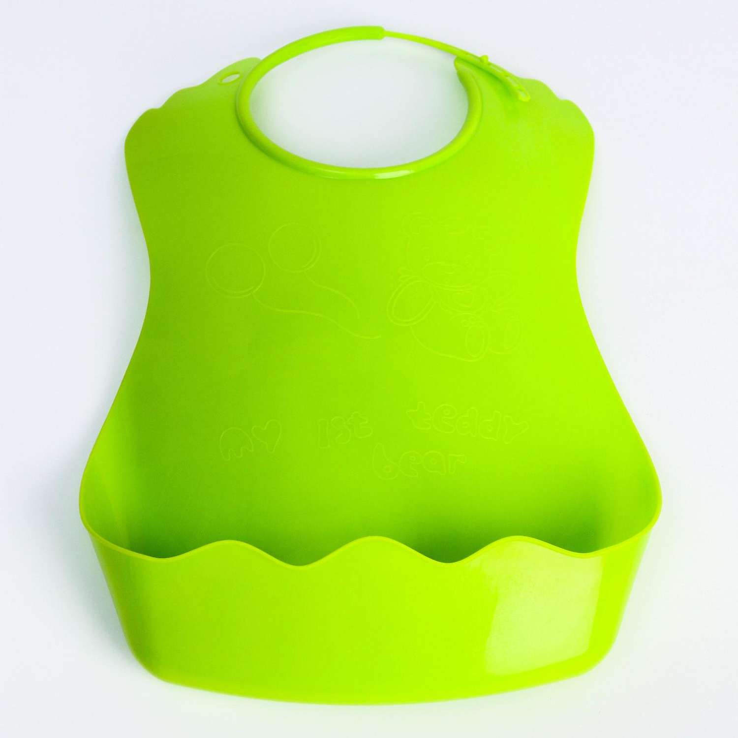 Нагрудник для кормления Крошка Я пластиковый с карманом цвет зелёный - фото 1
